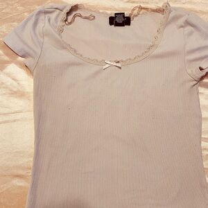 Just Poly Cream Lace Trim Top Size S
